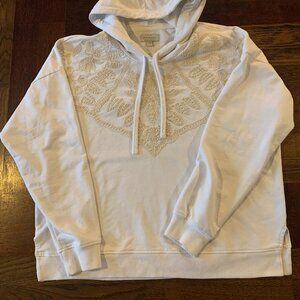 Lucky Brand White Hoodie with Embroidered Design
